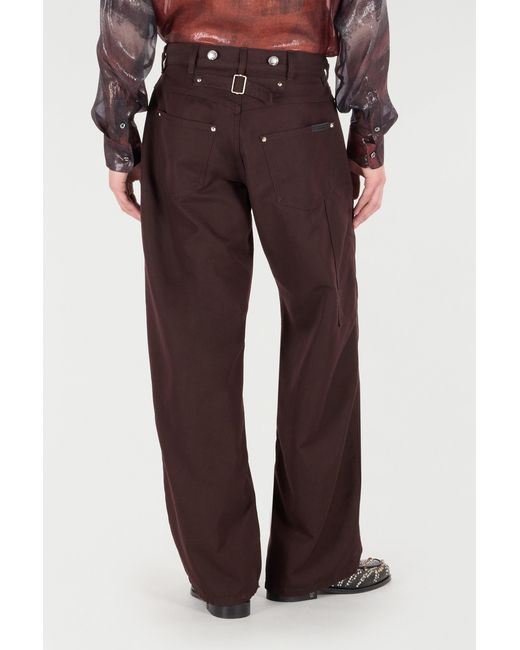 Roberto Cavalli Purple Cotton-Blend Pants for men