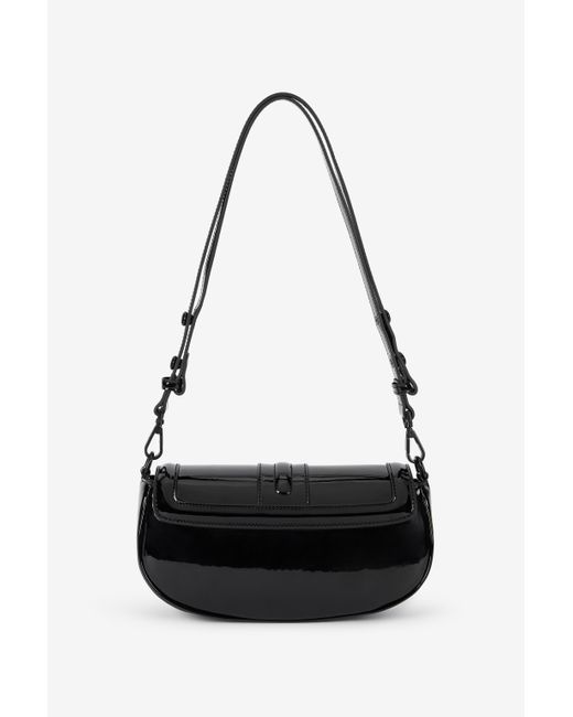 Borsa A Spalla Nera Lucida Con Logo di Roberto Cavalli in Black