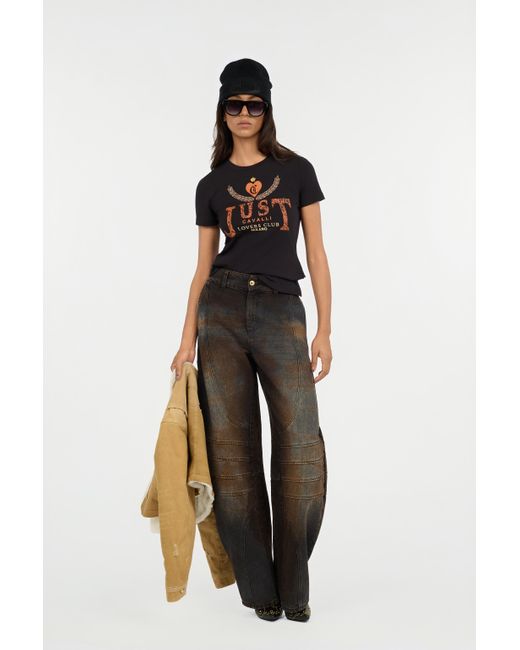 Roberto Cavalli Black Lovers Club Print T-Shirt