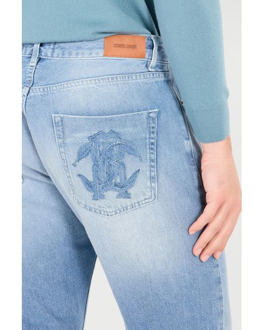 Roberto Cavalli Blue Jeans With Faded Detailing for men