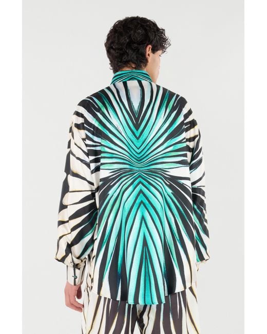 Roberto Cavalli Green Ray Of Sea Print Shirt for men