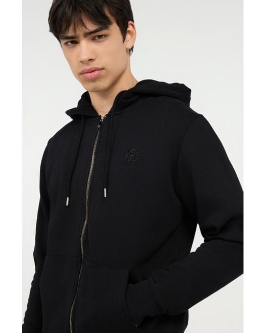 Felpa Nera Con Cappuccio E Zip di Roberto Cavalli in Black da Uomo