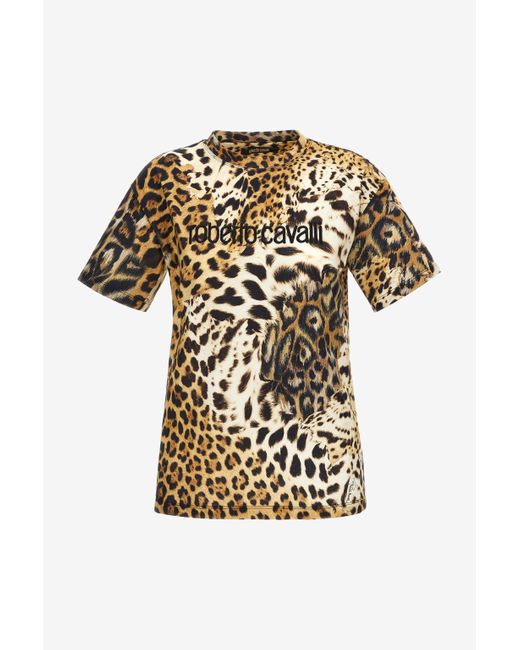 Roberto Cavalli Metallic T-Shirt With Jaguar Skin Print