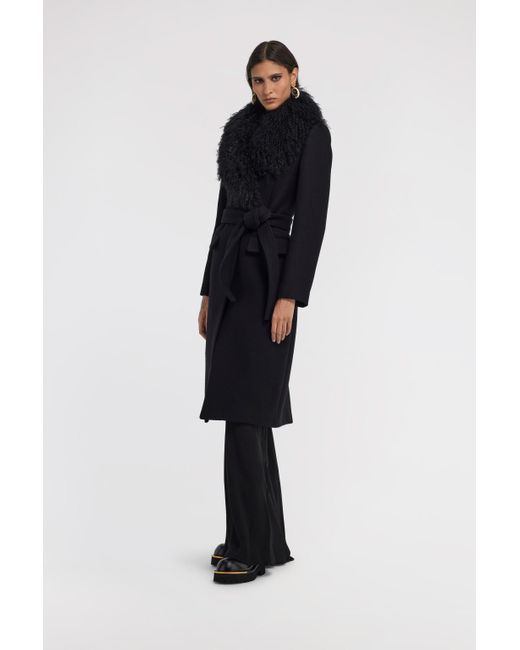 Roberto Cavalli Black Long Coat With Wide Collar