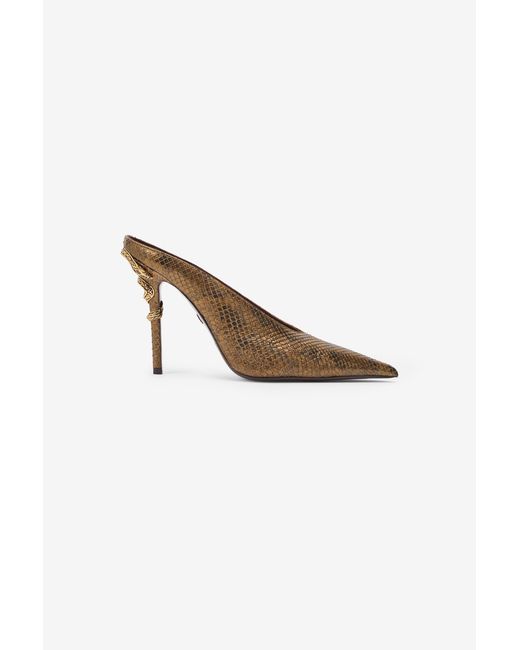 Roberto Cavalli Multicolor Mules With Python Snake Motif
