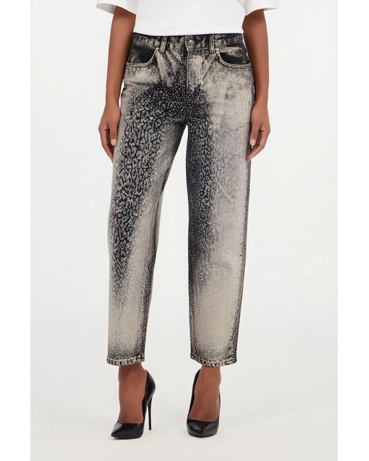 Roberto Cavalli Gray Jeans With Faded Effect And Rhinestones