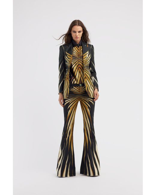 Roberto Cavalli Multicolor Flared Jeans With Ray Of Print