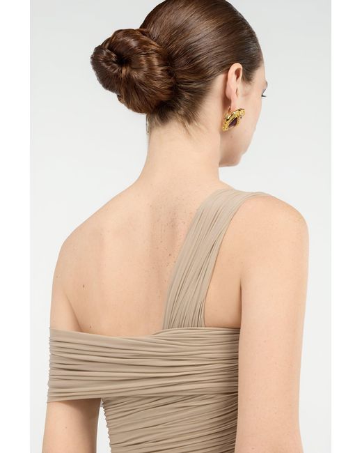 Roberto Cavalli White Nude Midi Dress With Ruffles