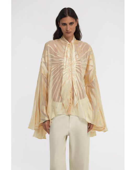 Roberto Cavalli Natural Ray Of Print Satin Blouse