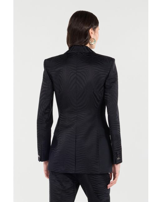 Roberto Cavalli Black Blazer Mit Einfarbigem Motiv Tiger Skin