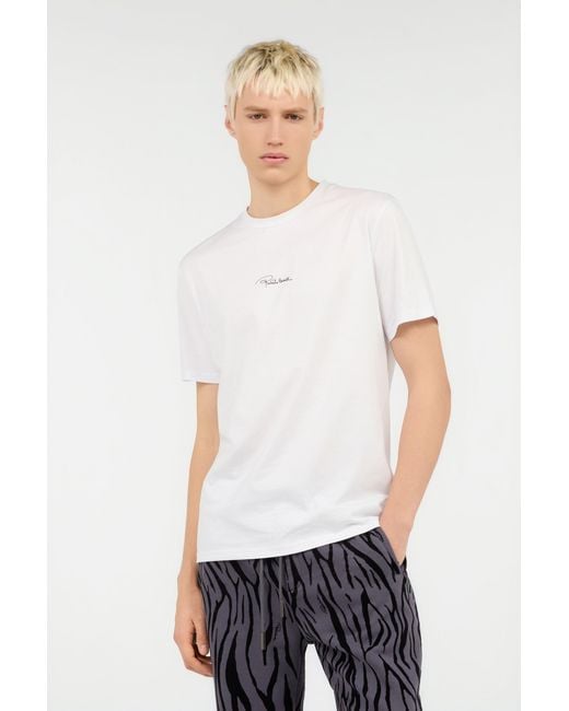 Roberto Cavalli White T-Shirt With Snake Print for men