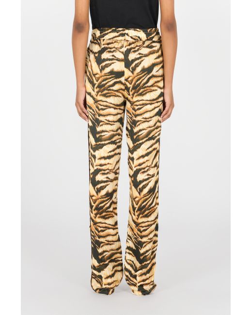 Roberto Cavalli Metallic High-Waisted Tiger-Print Trousers