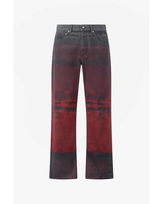 Roberto Cavalli Red Jeans With A Mottled Print Effect for men
