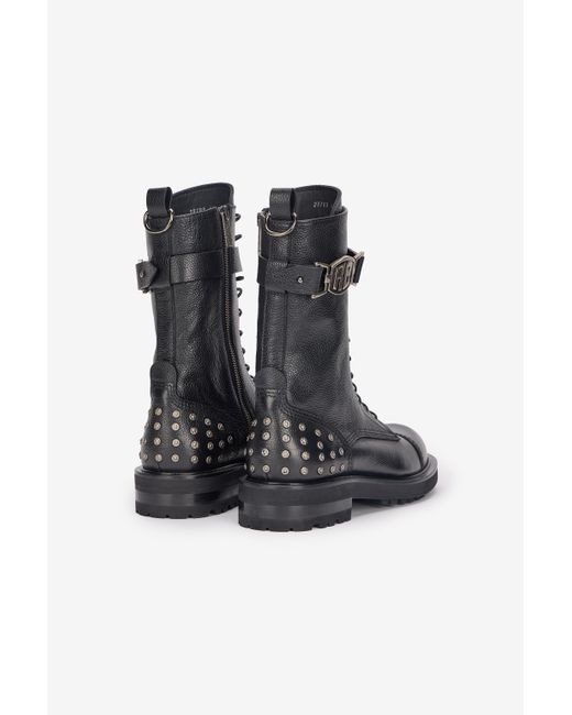 Roberto Cavalli Black Combat Boots With Rc Monogram Detail for men