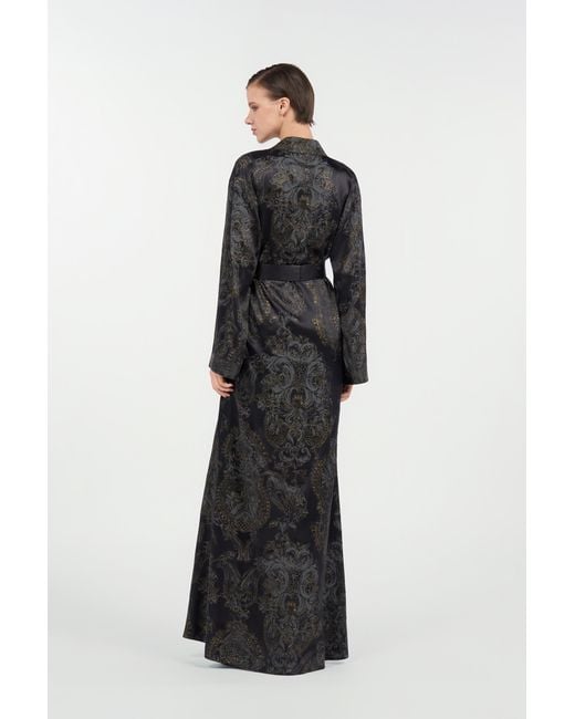 Roberto Cavalli Black Ornamental Silk Kimono Dress
