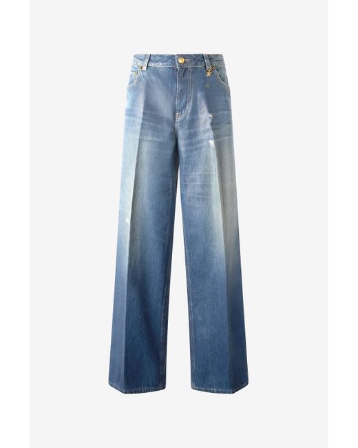 Vaqueros Con Abalorio Monograma Mirror Snake Roberto Cavalli de color Blue