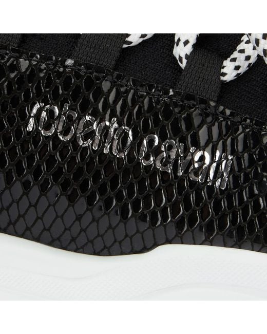 Roberto Cavalli Black Sneakers With Snake-Effect Inserts