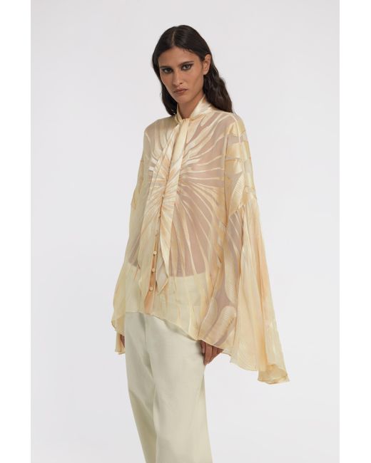 Roberto Cavalli Natural Ray Of Print Satin Blouse
