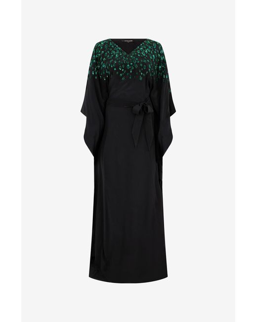 Roberto Cavalli Black Silk Maxi Dress With Embellished Detail
