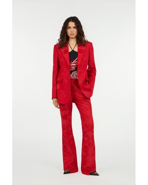 Roberto Cavalli Red Dark Jacket With Dragon Motif
