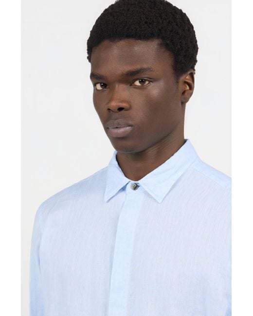 Roberto Cavalli Blue Light Linen Shirt for men