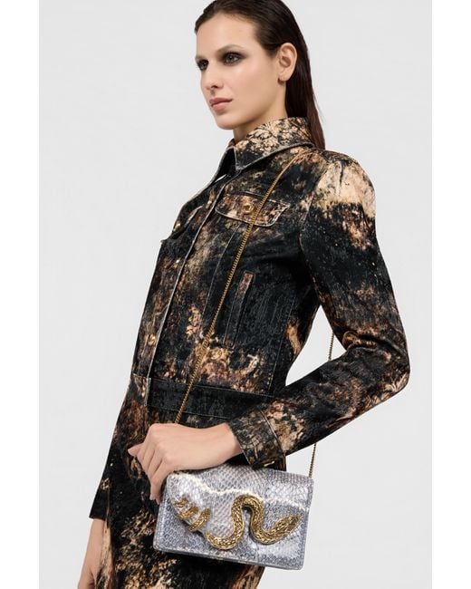 Borsa Serpentine di Roberto Cavalli in Gray