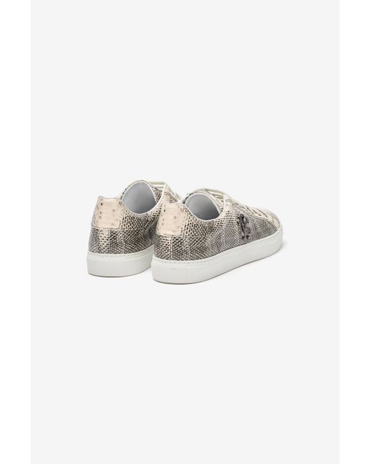 Roberto Cavalli White Sneakers With Cobra Print for men