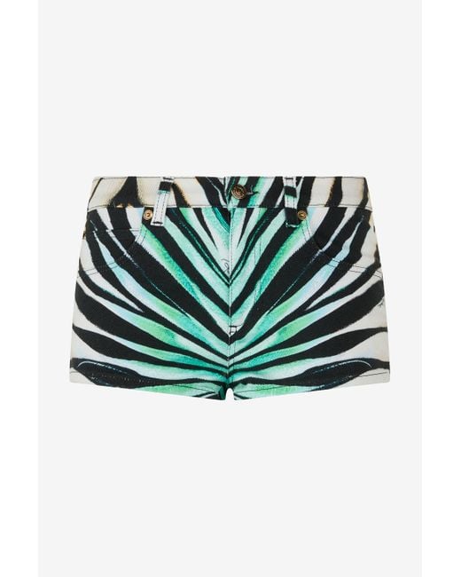 Roberto Cavalli Green Ray Of Sea Print Shorts