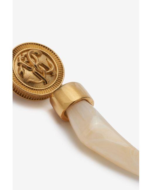 Roberto Cavalli White Drop Earrings With Fang