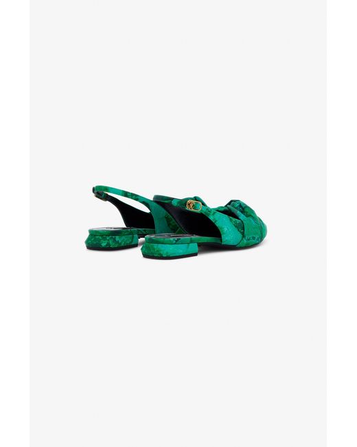 Roberto Cavalli Green Le Pettegole Slingback With Malachite Print
