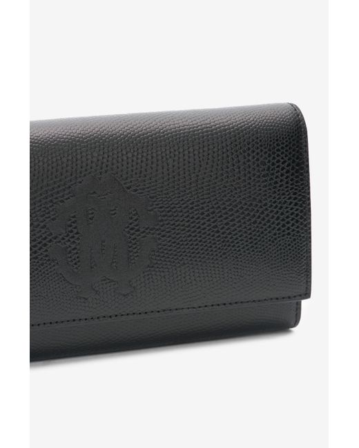 Roberto Cavalli Black Wallet With Flap And Monogram Rc