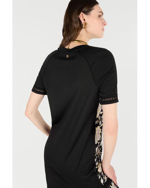 Roberto Cavalli Black Mini Dress With Floral Print