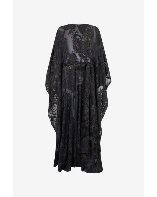 Roberto Cavalli Black Sheer Silk Kaftan