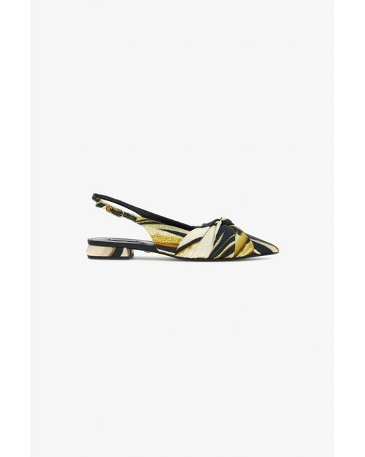 Roberto Cavalli Multicolor Print Satin The Pettegola Slingback With Low Heel
