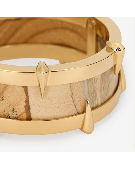 Roberto Cavalli Metallic Tone Bracelet With Semiprecious Stone And Spikes