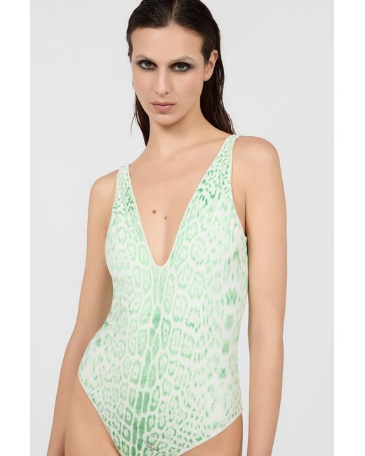 Roberto Cavalli Green Jaguar Mint One-Piece Swimsuit