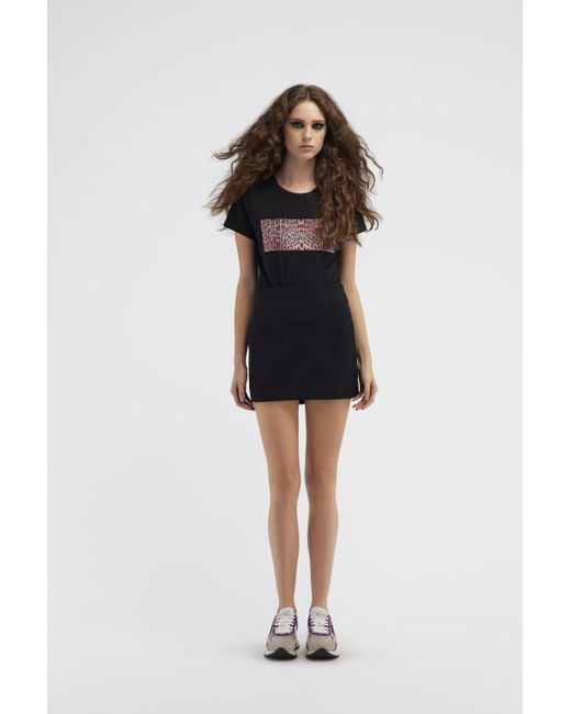 Roberto Cavalli Black Miniskirt With Logo