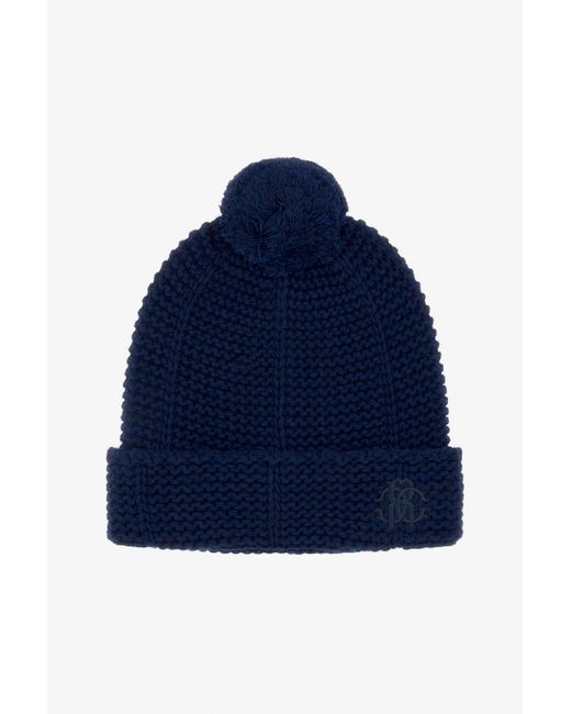 Cappello Con Pon Pon di Roberto Cavalli in Blue
