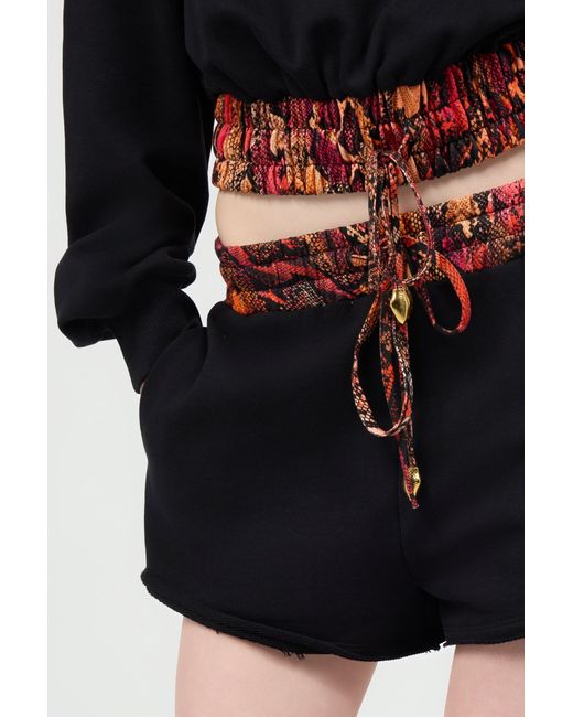 Roberto Cavalli Blue Sports Shorts With Python Print Waistband