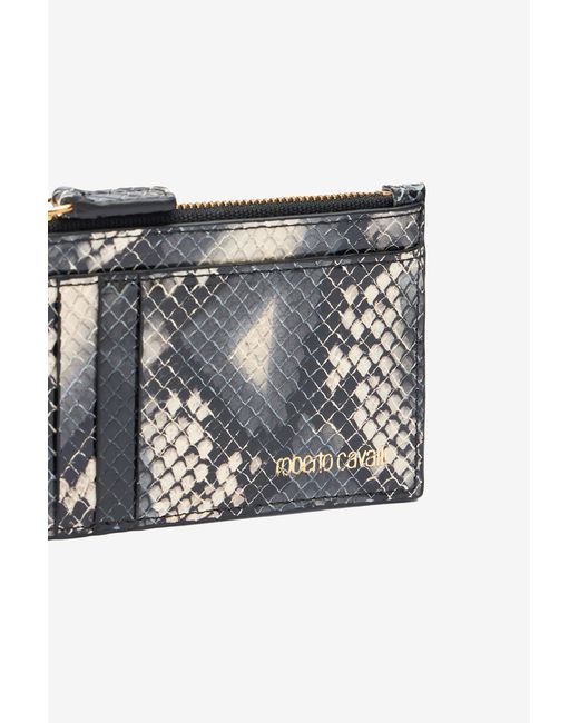 Roberto Cavalli Multicolor Printed Leather Cardholder With Zip