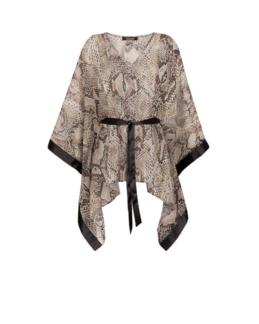 Roberto Cavalli White Snake-Print Kaftan Dress