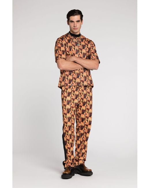 Roberto Cavalli Orange Graphic-Print Cotton T-Shirt for men