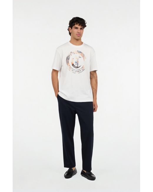 Roberto Cavalli White T-Shirt With Jc Monogram And Logo for men