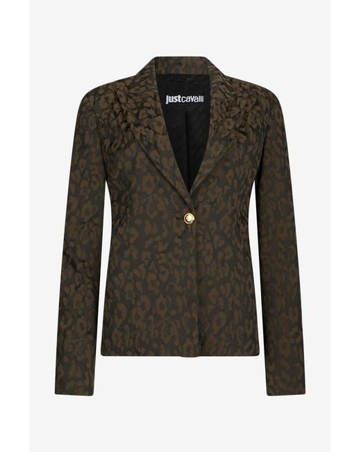 Roberto Cavalli Black Leopard Print Jacket Blazer