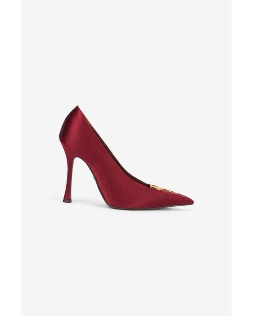 Roberto Cavalli Red Burgundy Pumps With Leaf Insert