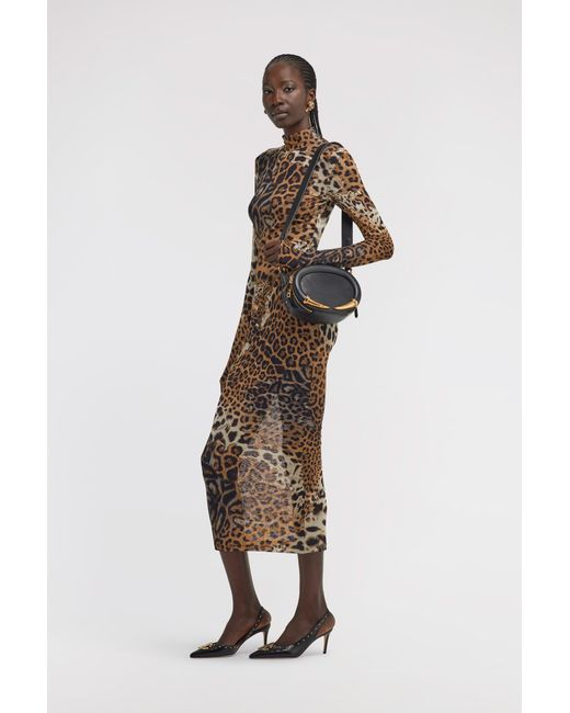 Roberto Cavalli White Long Tulle Dress With Jaguar Print