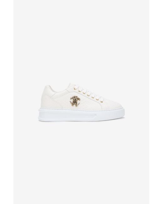 Roberto Cavalli Multicolor Sneaker With Mirror Snake Monogram