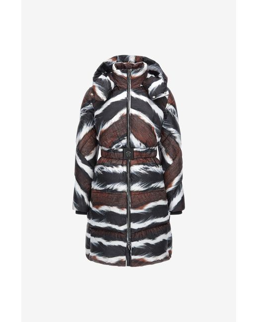 Roberto Cavalli White Animalier Print Puffer Jacket With Belt