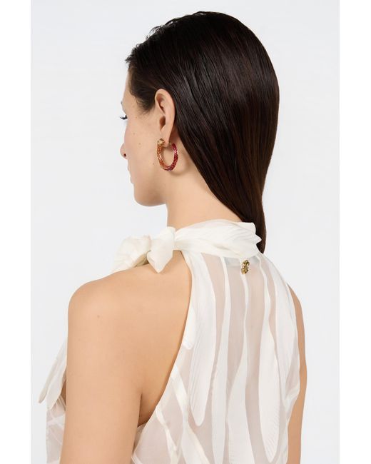 Roberto Cavalli White Top With Ray Devoré Print