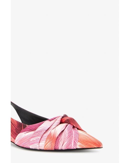 Roberto Cavalli Pink Le Pettegole Slingback With Plumage Print